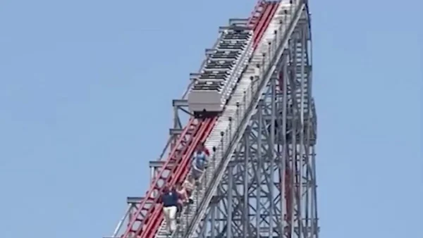 Riders Glued to Their Seats 205 Ft in the Air on Roller Coaster