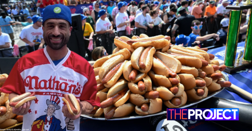 James Webbs overcomes his illness to eat 47 hotdogs in 10 minutes