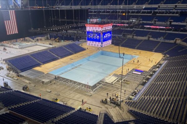 How They Transformed Lucas Oil Stadium Into a Large Swimming Pool for the Olympics