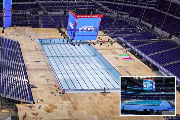 Football Stadium Transformed into a Swimming Pool