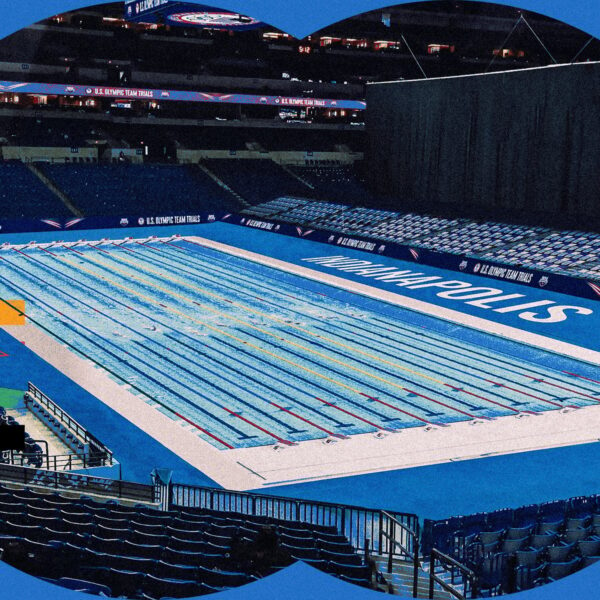 Stadium Turns into Olympic Swimming Pool