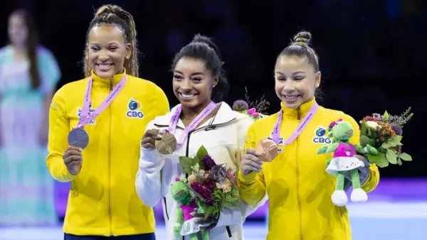 Simone Biles Wins Third Olympic Medal after Competing with Rebeca Andrade